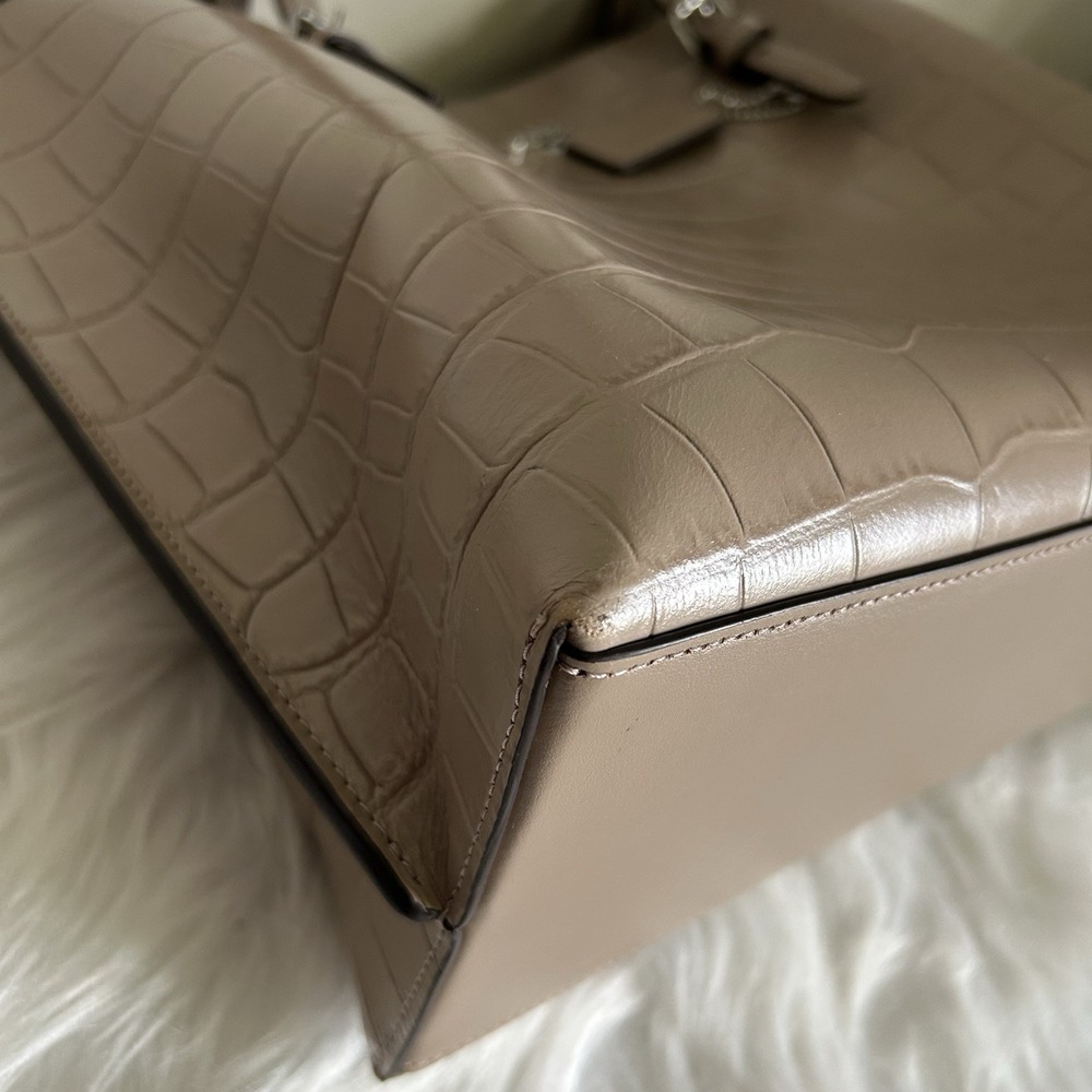 Coach Mollie Tote Taupe Crocodile Embossed Leather Shoulder Bag 1665 - Picture 4 of 16